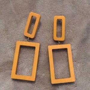 Square yellow modern earrings